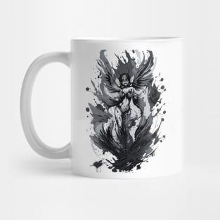 black and white devil girl drawing Mug